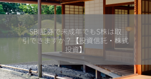 SBI証券で未成年でもS株は取引できますか？【投資信託・株式投資】